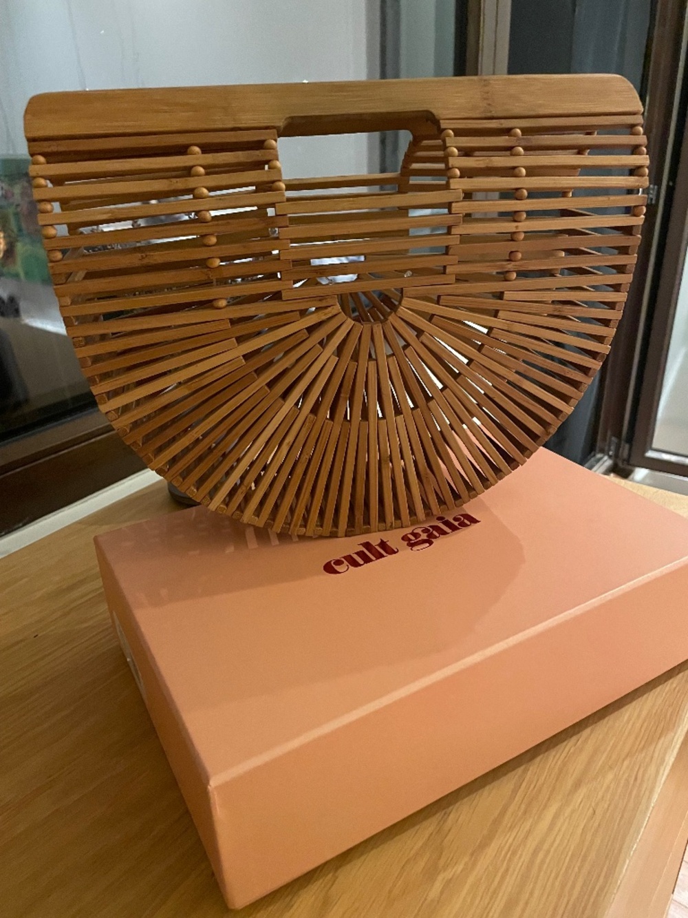 CULT GAIA ark small natural finish handbag new in box
